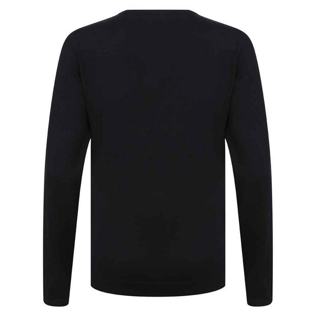 Navy - Back - Henbury Womens-Ladies Cotton Acrylic V Neck Sweatshirt