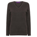 Grey Marl - Front - Henbury Womens-Ladies Cotton Acrylic V Neck Sweatshirt
