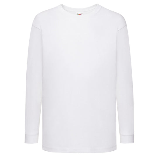 White - Front - Fruit of the Loom Childrens-Kids Value Cotton Long-Sleeved T-Shirt