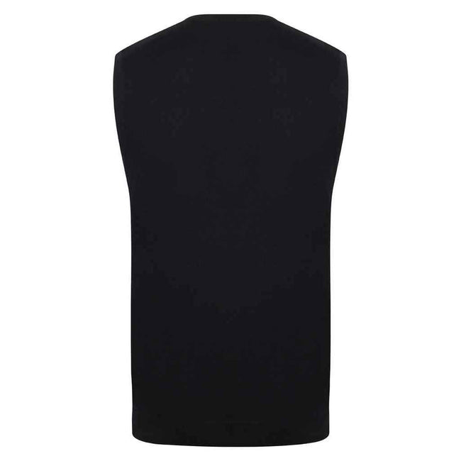 Black - Back - Henbury Mens Cotton Acrylic V Neck Sleeveless Sweatshirt