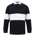 Navy-White - Front - Front Row Unisex Adult Panelled Rugby Shirt