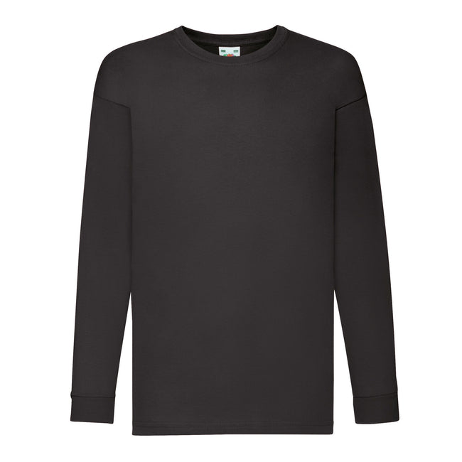 Black - Front - Fruit of the Loom Childrens-Kids Value Long-Sleeved T-Shirt