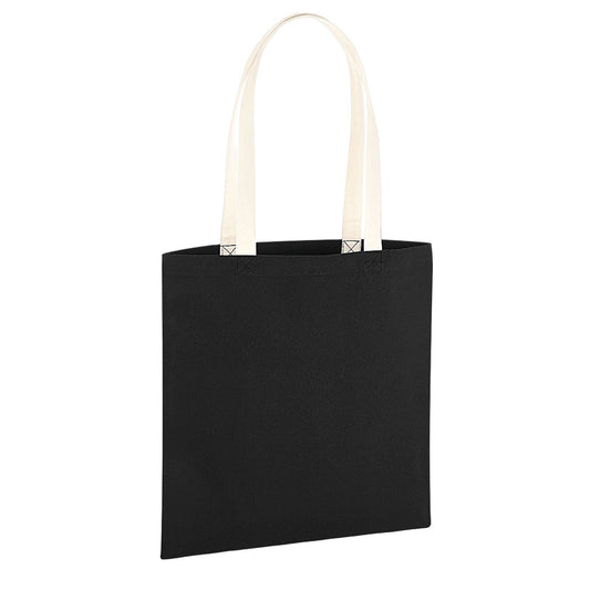 Black-Natural - Front - Westford Mill EarthAware Organic Bag For Life Contrast Handle 10L Tote Bag