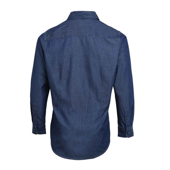 Indigo Denim - Back - Premier Mens Denim Contrast Stitching Shirt