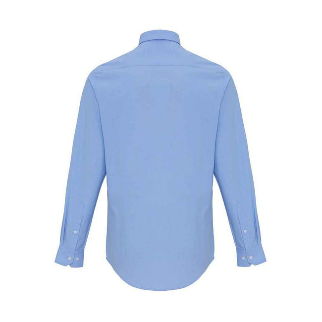 Oxford Blue - Back - Premier Mens Striped Oxford Long-Sleeved Shirt