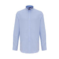 White-Oxford Blue - Front - Premier Mens Striped Oxford Long-Sleeved Shirt