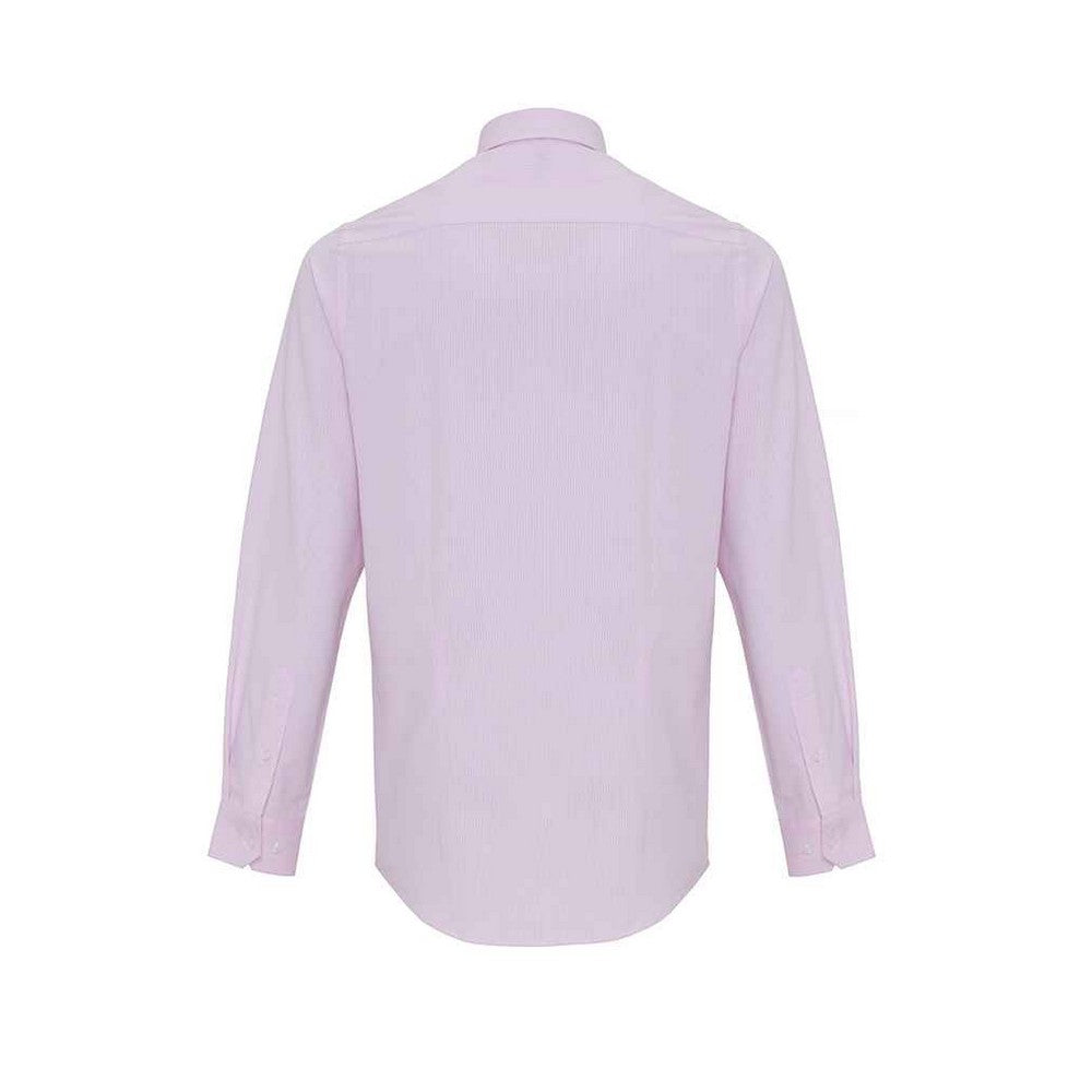 White-Pink - Back - Premier Mens Striped Oxford Long-Sleeved Shirt