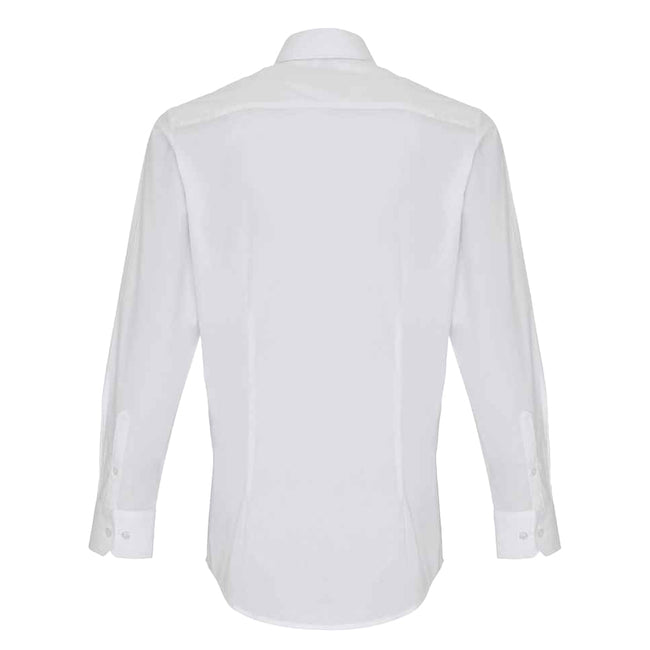 White - Back - Premier Unisex Adult Poplin Stretch Long-Sleeved Shirt