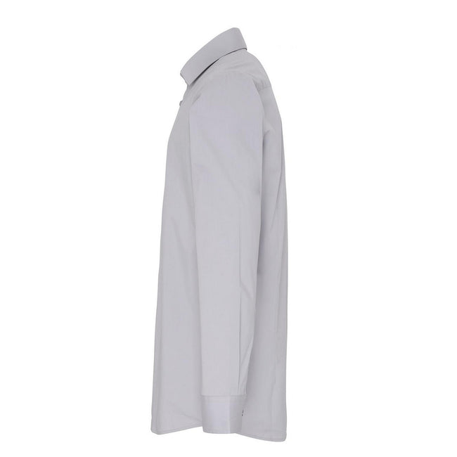 Silver - Side - Premier Unisex Adult Poplin Stretch Long-Sleeved Shirt