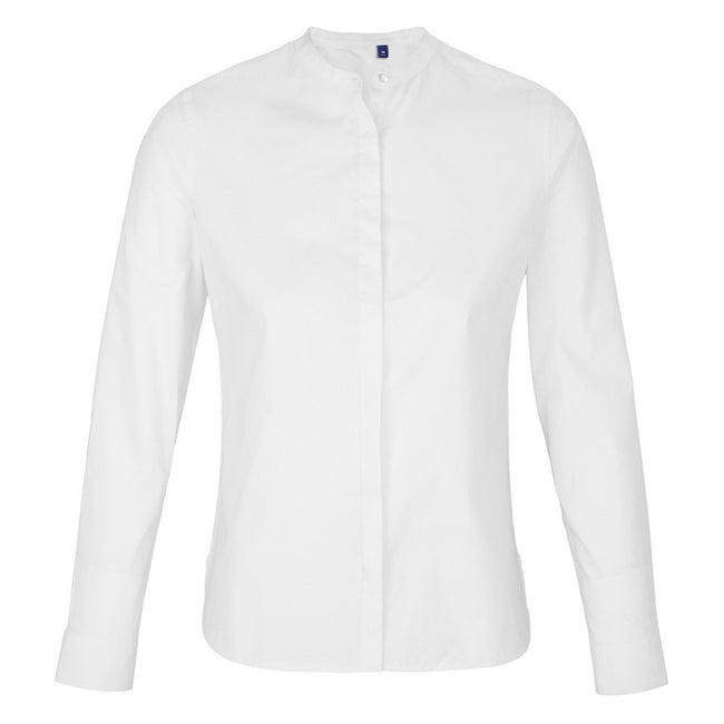 Optic White - Front - NEOBLU Womens-Ladies Poplin Bart Mao Collar Long-Sleeved Shirt