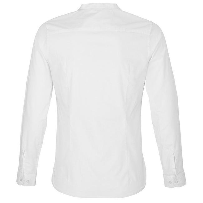 Optic White - Back - NEOBLU Womens-Ladies Poplin Bart Mao Collar Long-Sleeved Shirt