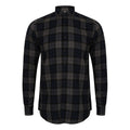 Navy - Front - Skinni Fit Mens Checked Brushed Shirt