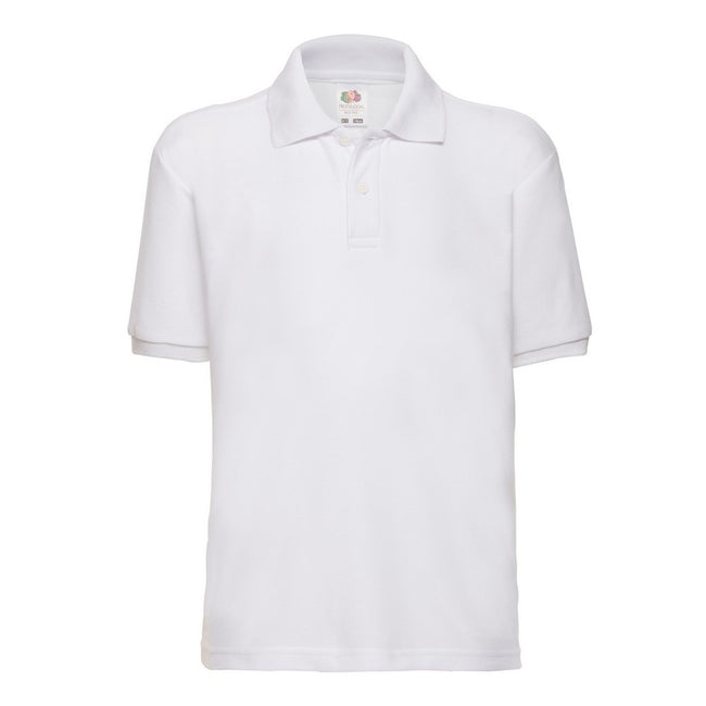 White - Front - Fruit of the Loom Childrens-Kids Piqué Polo Shirt