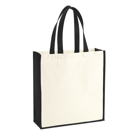 Natural-Black - Front - Westford Mill Gallery Canvas 19L Tote Bag