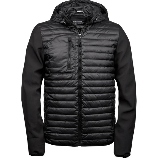 Black - Front - Tee Jays Mens Crossover Hooded Padded Jacket