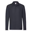 Deep Navy - Front - Fruit of the Loom Mens Premium Pique Long-Sleeved Polo Shirt