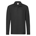 Black - Front - Fruit of the Loom Mens Premium Pique Long-Sleeved Polo Shirt