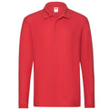 Red - Front - Fruit of the Loom Mens Premium Pique Long-Sleeved Polo Shirt