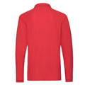 Red - Back - Fruit of the Loom Mens Premium Pique Long-Sleeved Polo Shirt