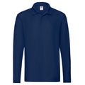 Navy - Front - Fruit of the Loom Mens Premium Pique Long-Sleeved Polo Shirt