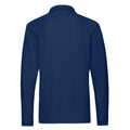 Navy - Back - Fruit of the Loom Mens Premium Pique Long-Sleeved Polo Shirt