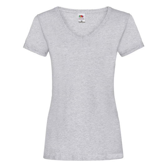Heather Grey - Front - Fruit Of The Loom Womens-Ladies Heather V Neck Lady Fit T-Shirt