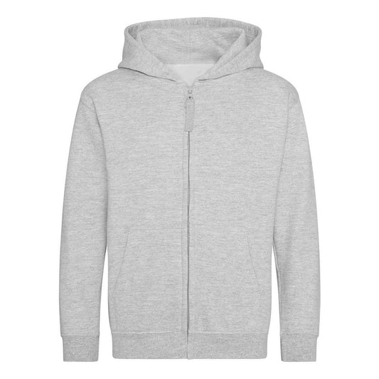 Heather Grey - Front - Awdis Childrens-Kids Heather Full Zip Hoodie