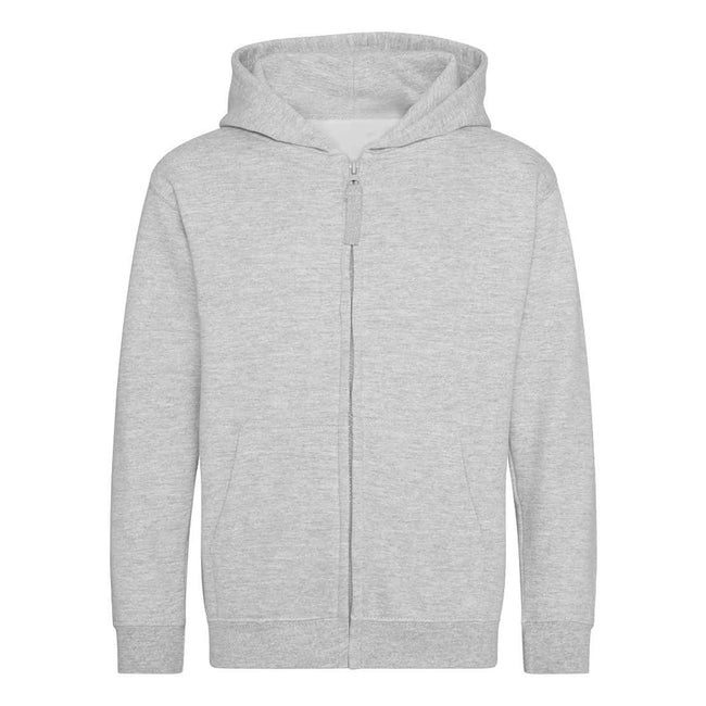 Heather Grey - Front - Awdis Childrens-Kids Heather Full Zip Hoodie