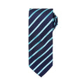 Navy-Turquoise - Front - Premier Mens Stripe Tie
