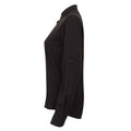 Black - Side - Henbury Womens-Ladies Antibacterial Mandarin Collar Roll Sleeve Shirt