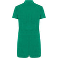 Green - Back - Native Spirit Womens-Ladies Terry Towel Short Playsuit