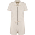 Ivory - Front - Native Spirit Womens-Ladies Terry Towel Short Playsuit