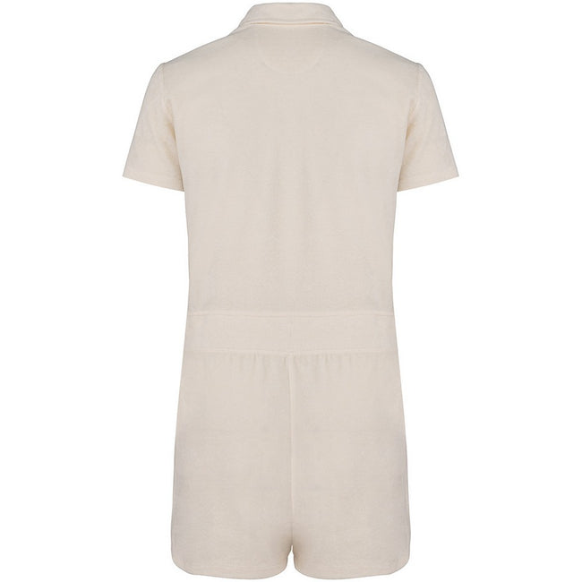 Ivory - Back - Native Spirit Womens-Ladies Terry Towel Short Playsuit