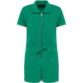 Green - Front - Native Spirit Womens-Ladies Terry Towel Short Playsuit