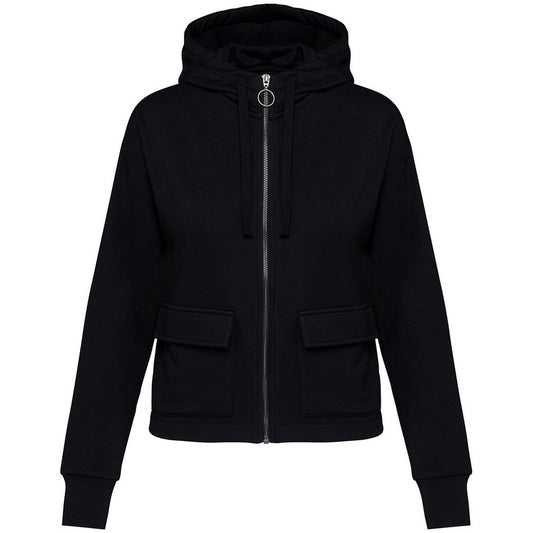 Black - Front - Native Spirit Womens-Ladies Full Zip Hoodie