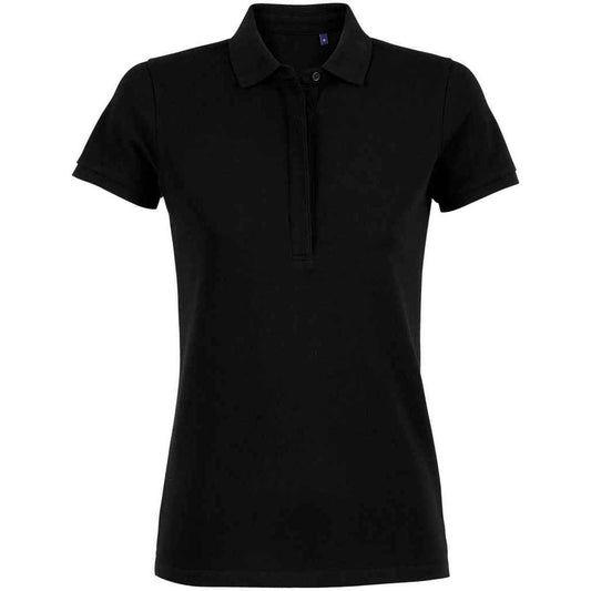 Deep Black - Front - NEOBLU Womens-Ladies Owen Piqué Polo Shirt