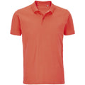 Pop Orange - Front - SOLS Mens Planet Piqué Organic Polo Shirt