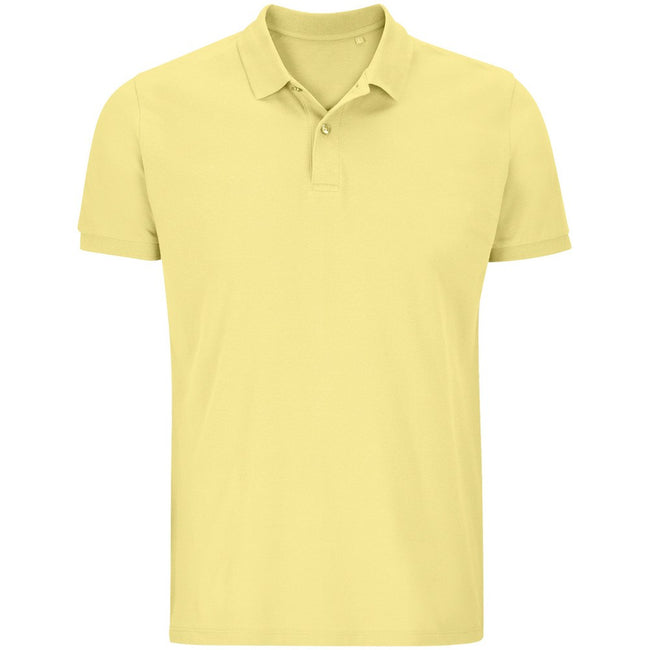 Light Yellow - Front - SOLS Mens Planet Piqué Organic Polo Shirt