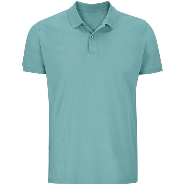 Pool Blue - Front - SOLS Mens Planet Piqué Organic Polo Shirt