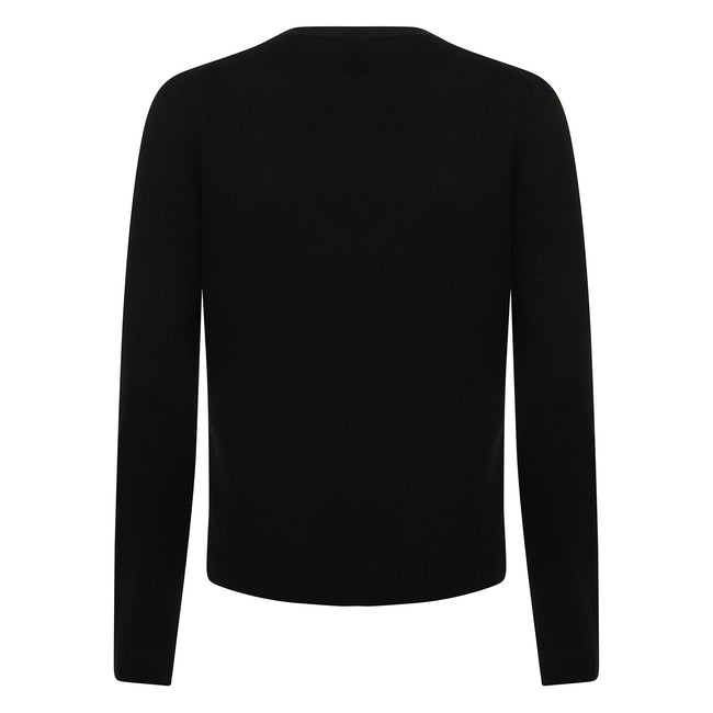 Black - Back - Henbury Womens-Ladies Lightweight V Neck Cardigan
