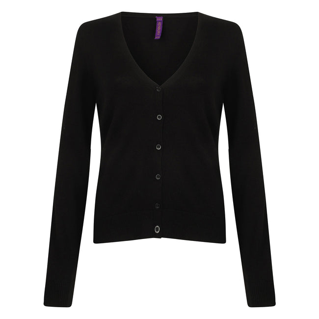 Black - Front - Henbury Womens-Ladies Lightweight V Neck Cardigan