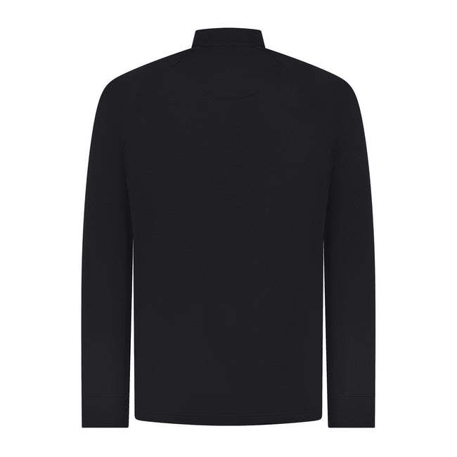 Black - Back - Henbury Mens Zip Neck Top