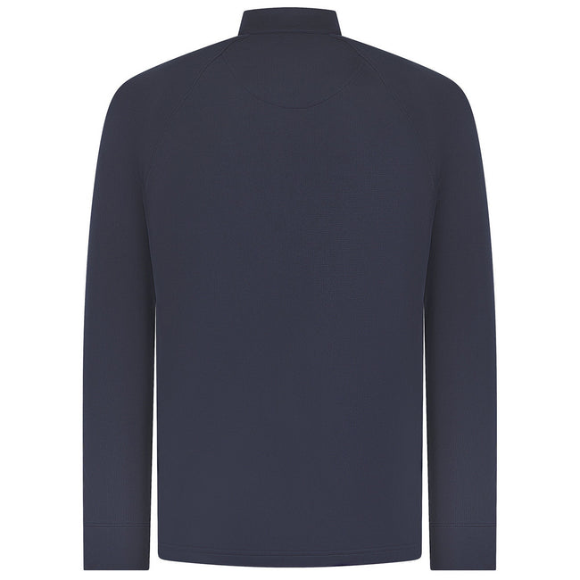 Navy - Back - Henbury Mens Zip Neck Top