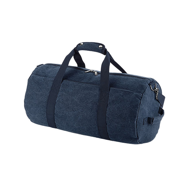 Vintage Oxford Navy - Front - Bagbase Barrel Canvas Duffle Bag