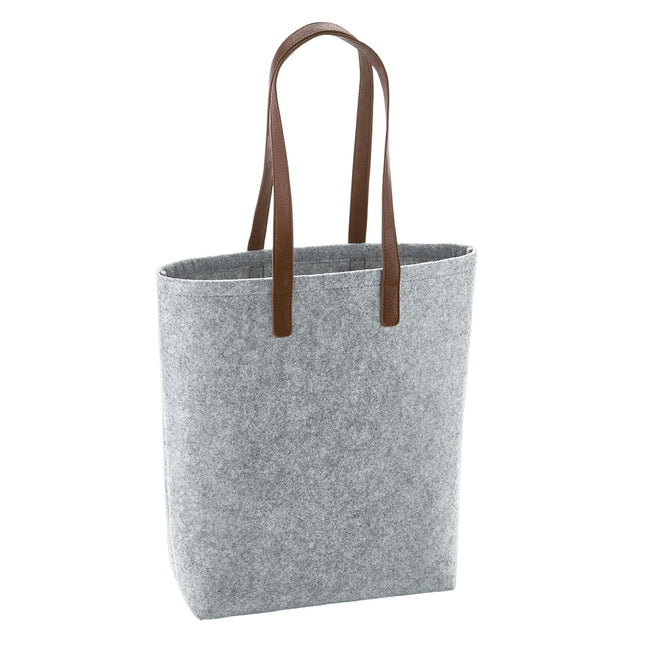 Grey Melange-Tan - Front - Bagbase Premium Felt Tote Bag