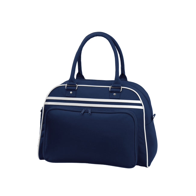 French Navy-White - Front - Bagbase Retro Bowling Bag