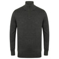 Grey Marl - Front - Henbury Mens Zip Neck Sweatshirt