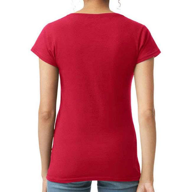 Cherry Red - Back - Gildan Womens-Ladies Softstyle V Neck T-Shirt