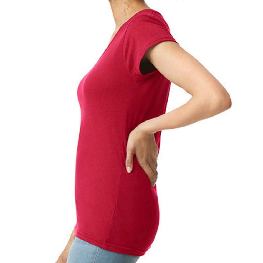 Cherry Red - Side - Gildan Womens-Ladies Softstyle V Neck T-Shirt