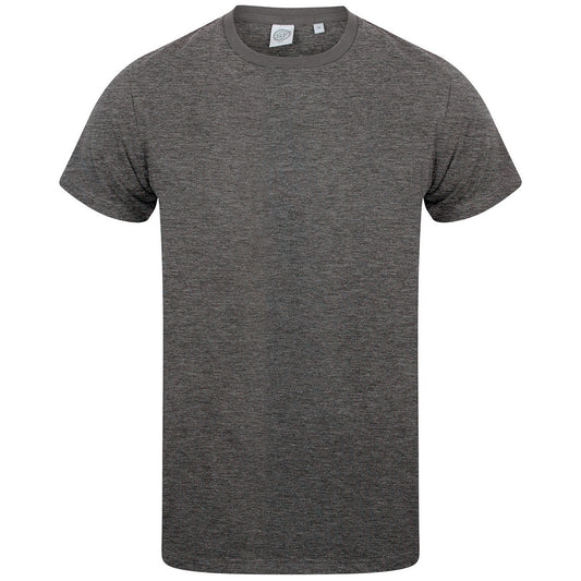 Heather Charcoal - Front - Skinni Fit Mens Feel Good Heather Stretch T-Shirt